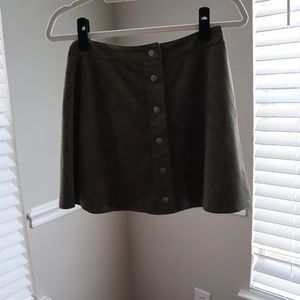 Green Button Up Skater Skirt
